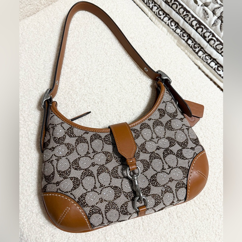 COACH Hamptons Hobo Bag in Crystal Signature Jacquard